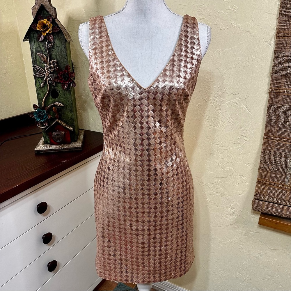 Badgley Mischa Mark + James Rose Gold Sequined Dress - Picture 1 of 9